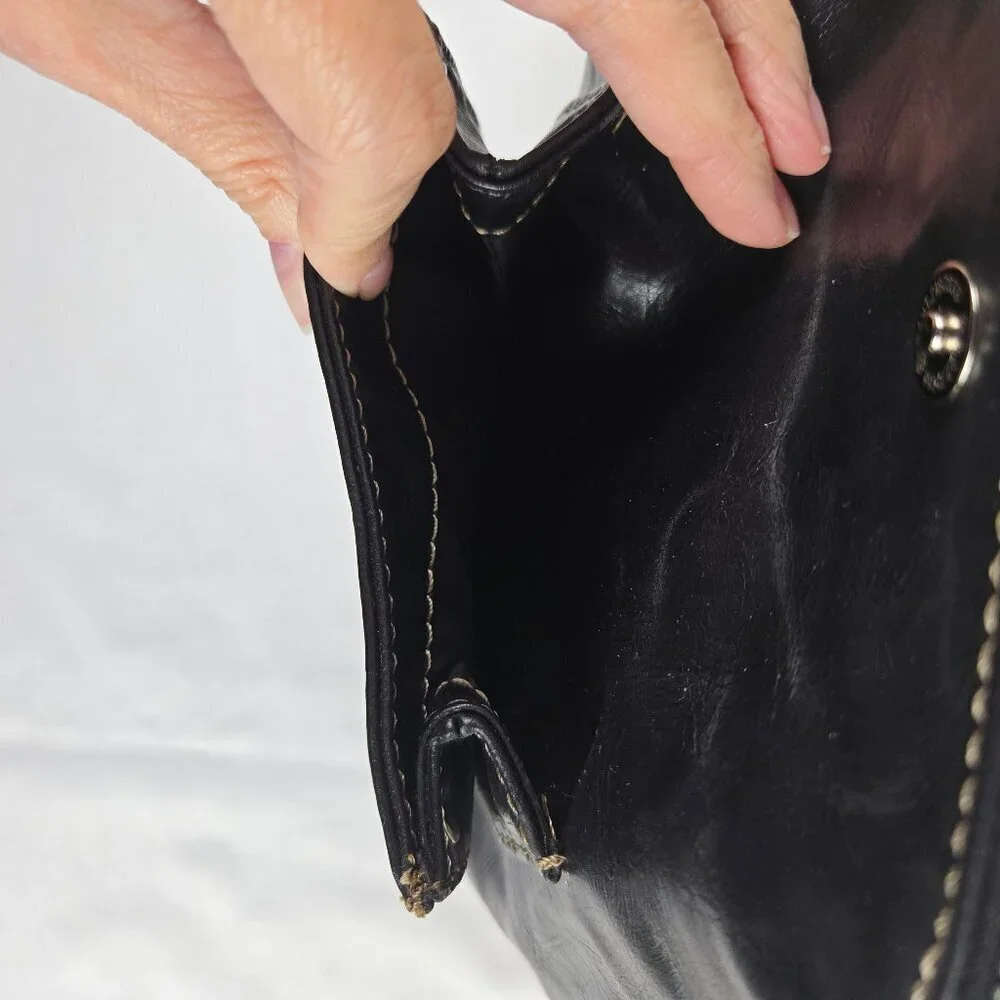 Nine West Black Foldover Crossbody Bag Adustable Long Strap Faux Leather
